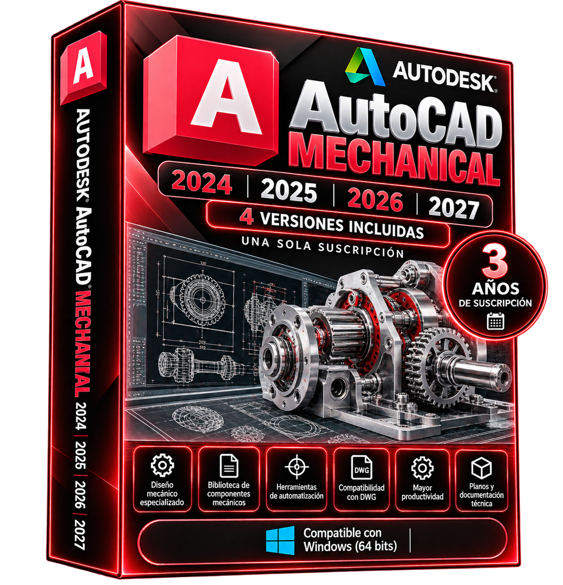 Imagen ilustrativa AutoCAD Mechanical 2024–2027, suscripción anunciada de tres años