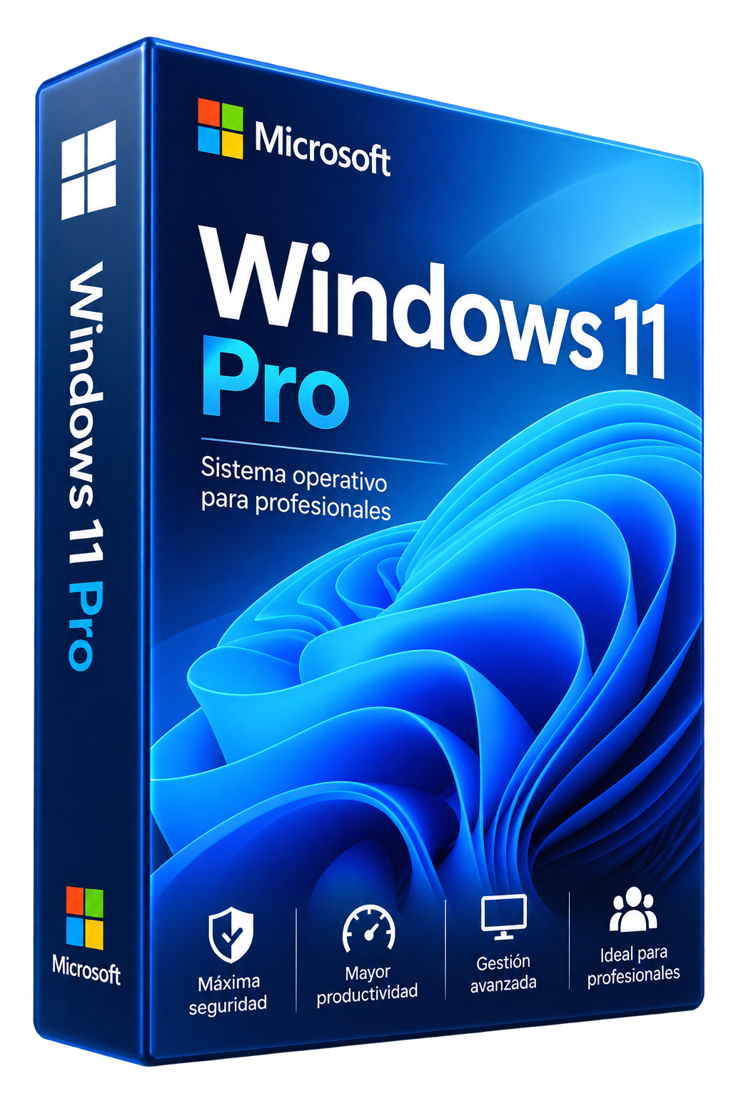 Windows 11 Pro: imagen ilustrativa de caja, oferta para cinco usuarios