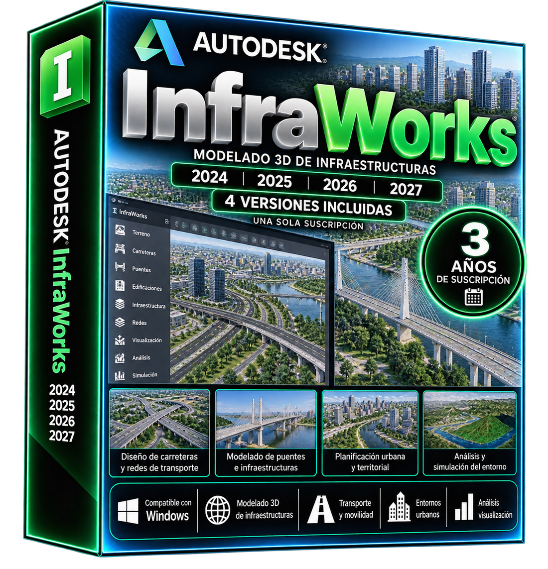Imagen ilustrativa Autodesk InfraWorks 2024–2027, planificación urbana y modelado 3D de infraestructuras