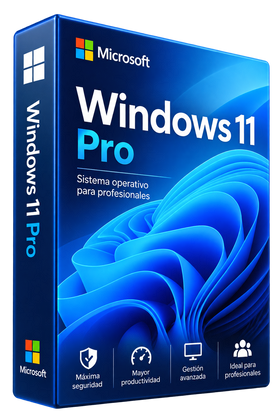 Windows 11 Pro: imagen ilustrativa de caja, oferta para cinco usuarios