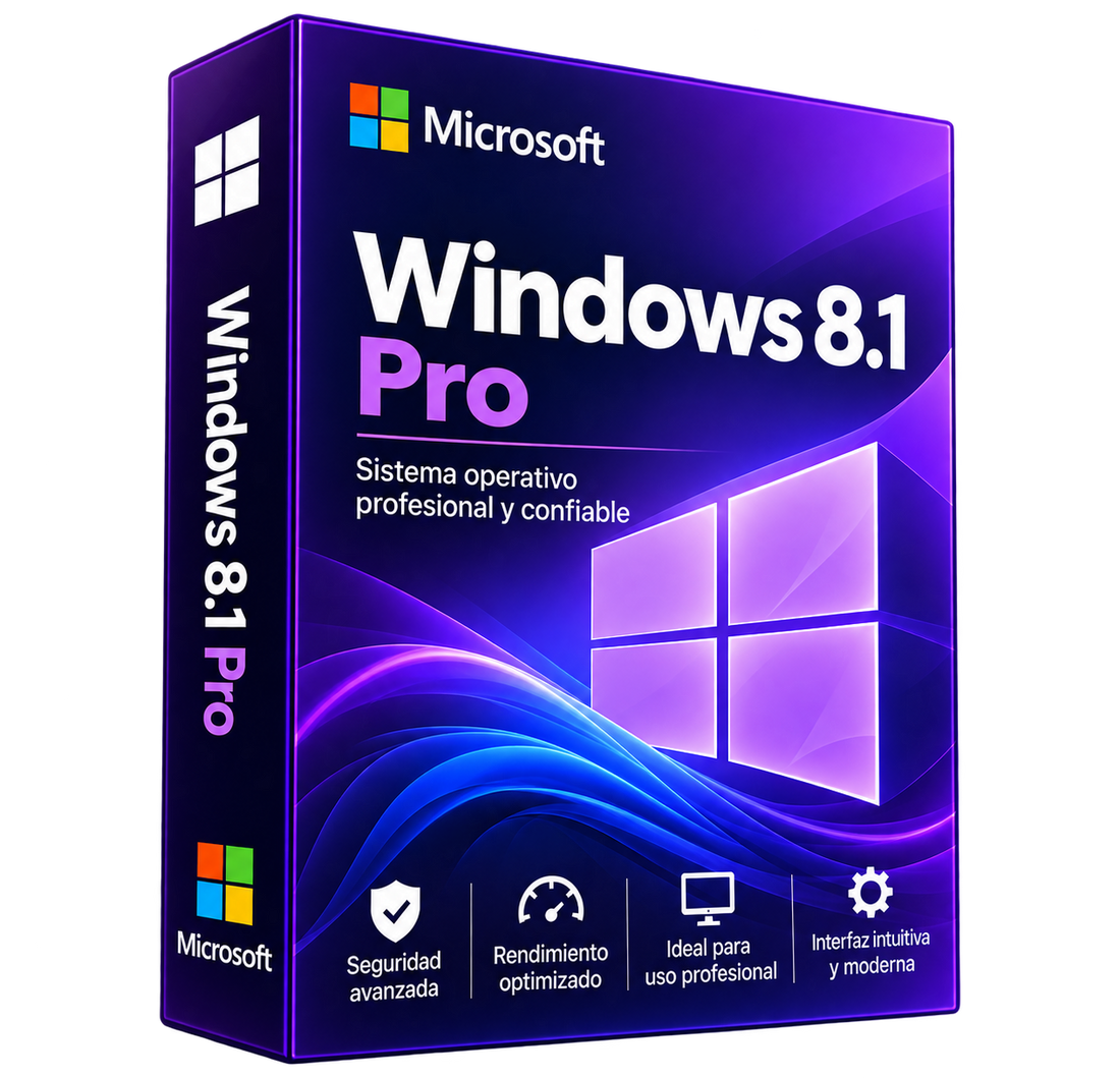 Windows 8.1 Pro, caja ilustrativa de licencia digital para un usuario